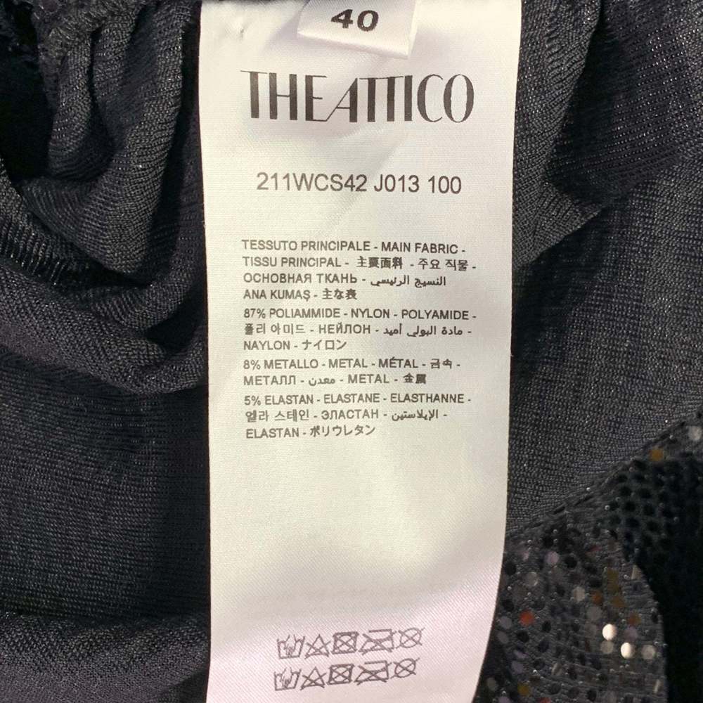 THE ATTICO Black Nylon Blend Sequined One Shoulder Dress Top - Picture 5 of 6